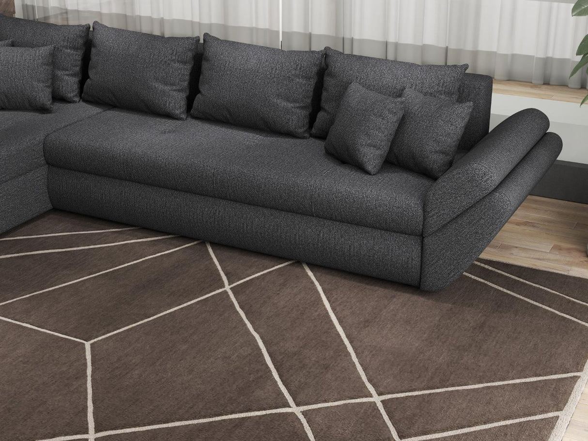 Colțar extensibil dumonde cu ladă de depozitare si sezut confortabil din spuma HR, Loana XL Enjoy Gri Grafit 335x185 cm Fabrica