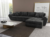 Colțar extensibil dumonde cu ladă de depozitare si sezut confortabil din spuma HR, Loana XL Euphoria Negru II 335x185 cm Fabrica
