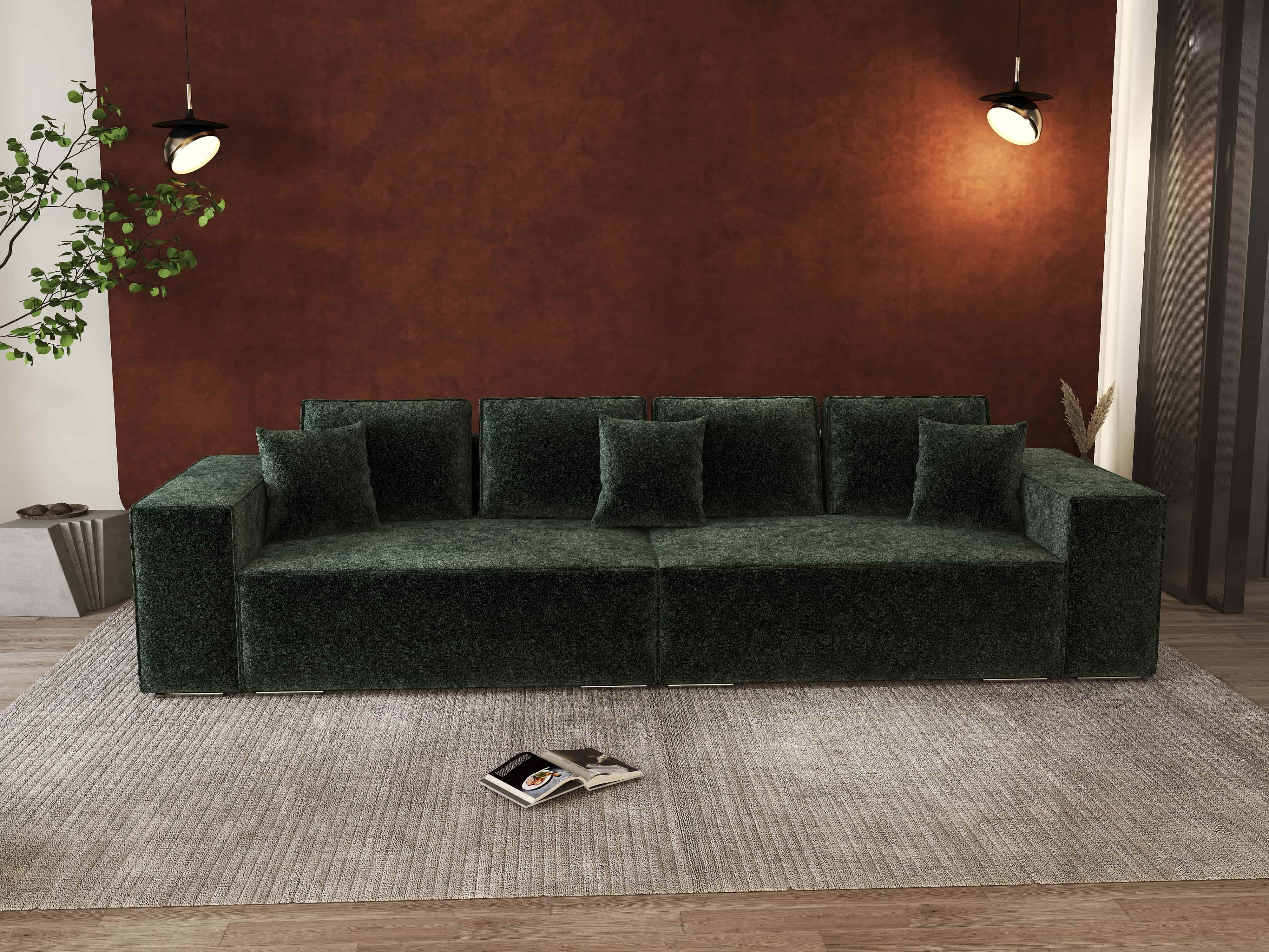 Canapea extensibilă dumonde cu ladă de depozitare si sezut confortabil din spuma HR, Dream Euphoria Verde 310x100 cm Fabrica