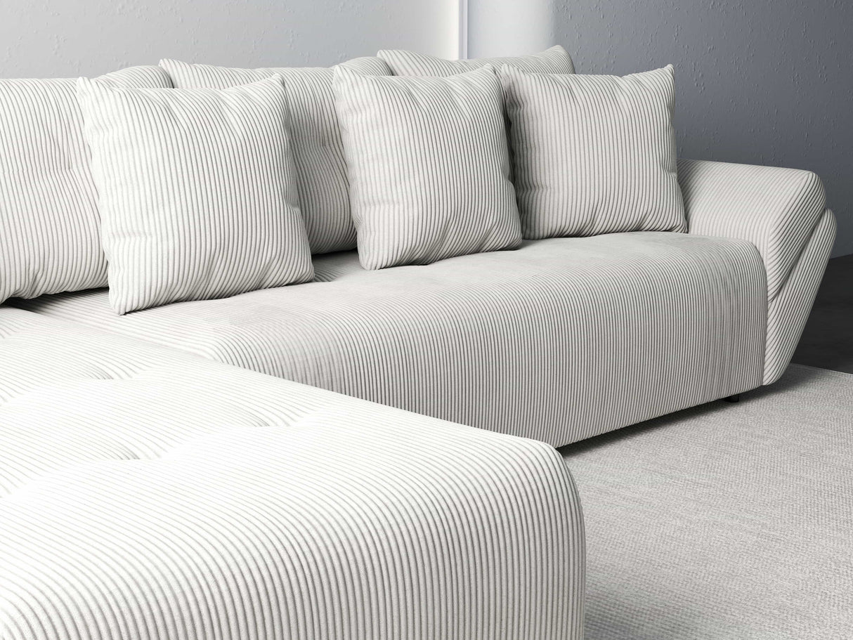 Colțar extensibil dumonde cu ladă de depozitare si sezut confortabil din spuma HR, Berlin XL Zoom Pearl 350x185 cm Fabrica