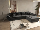 Colțar extensibil dumonde cu ladă de depozitare si sezut confortabil din spuma HR, Loana XL Ambience Gri II 335x185 cm Fabrica
