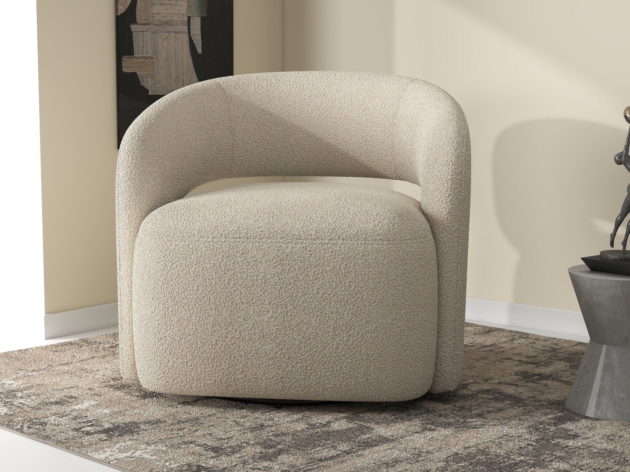 Fotoliu dumonde tapitat Bej modern Elvaro 77x83cm