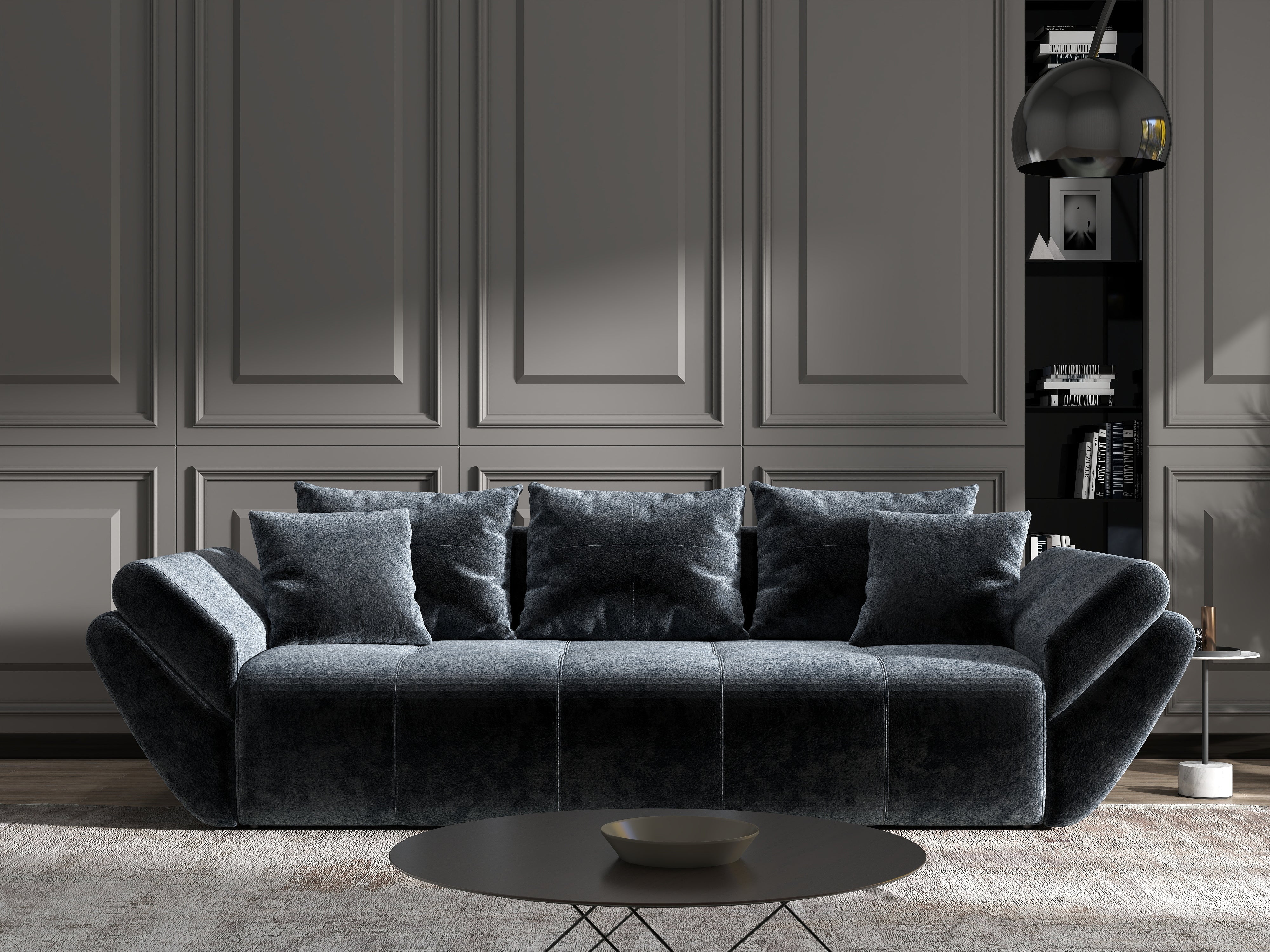 Canapea extensibilă dumonde cu ladă de depozitare si sezut confortabil din spuma HR, Berlin Euphoria Grafit 250x100 cm Fabrica