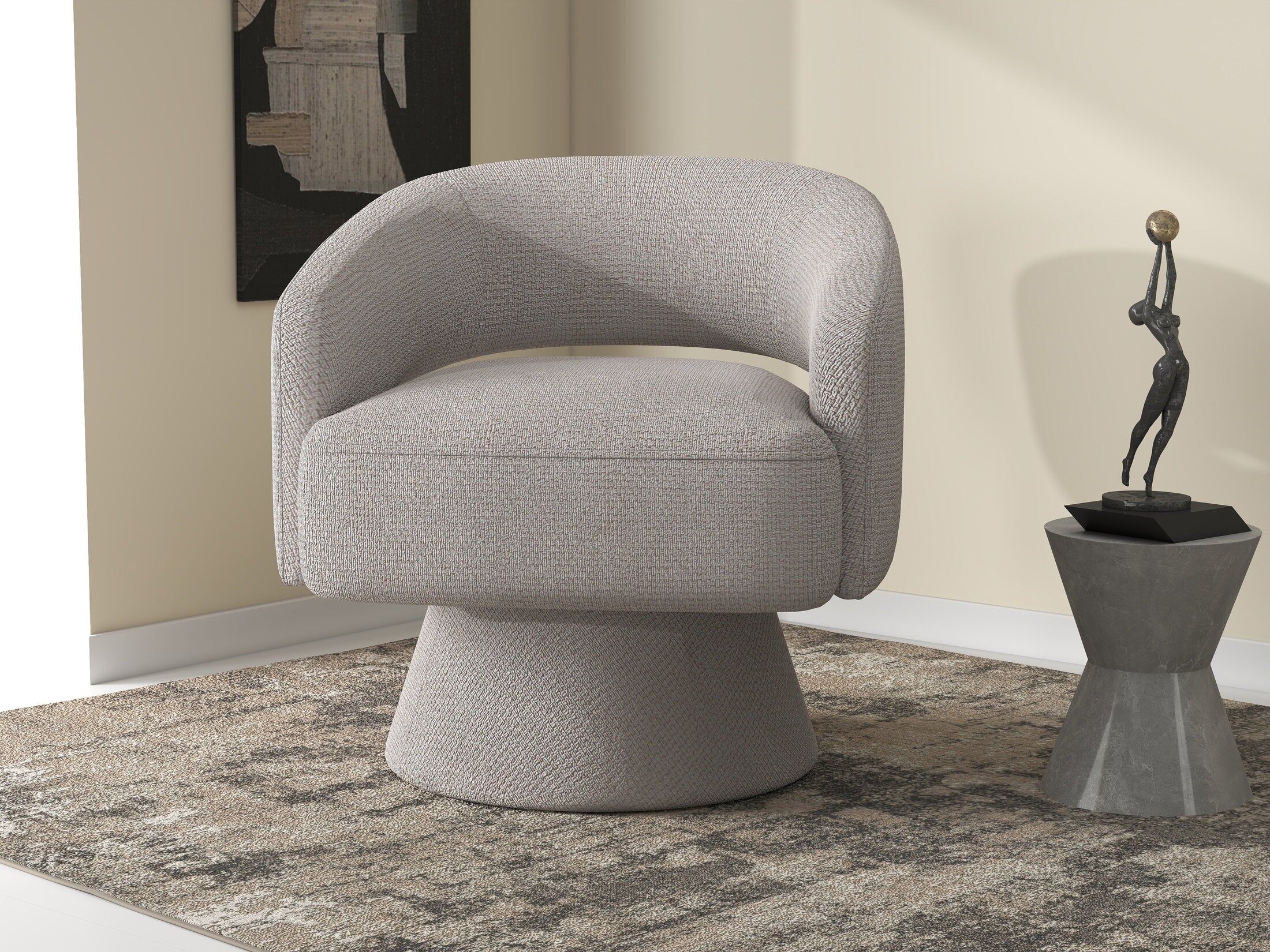 Fotoliu dumonde tapitat Bej modern Solenne 71x68cm