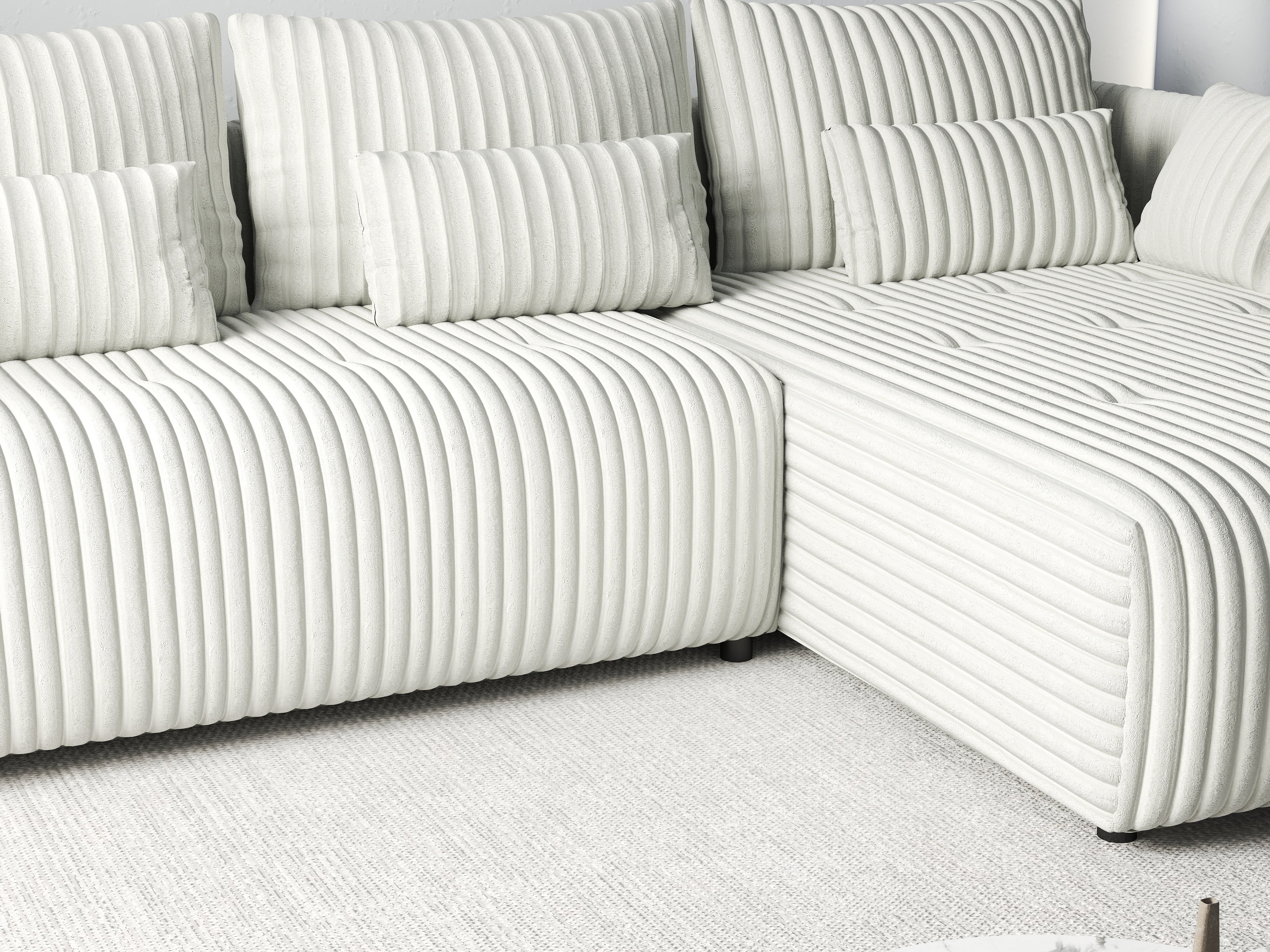 Colțar extensibil dumonde cu ladă de depozitare si sezut confortabil din spuma HR, Malta Ambience White II 235x185 cm Fabrica