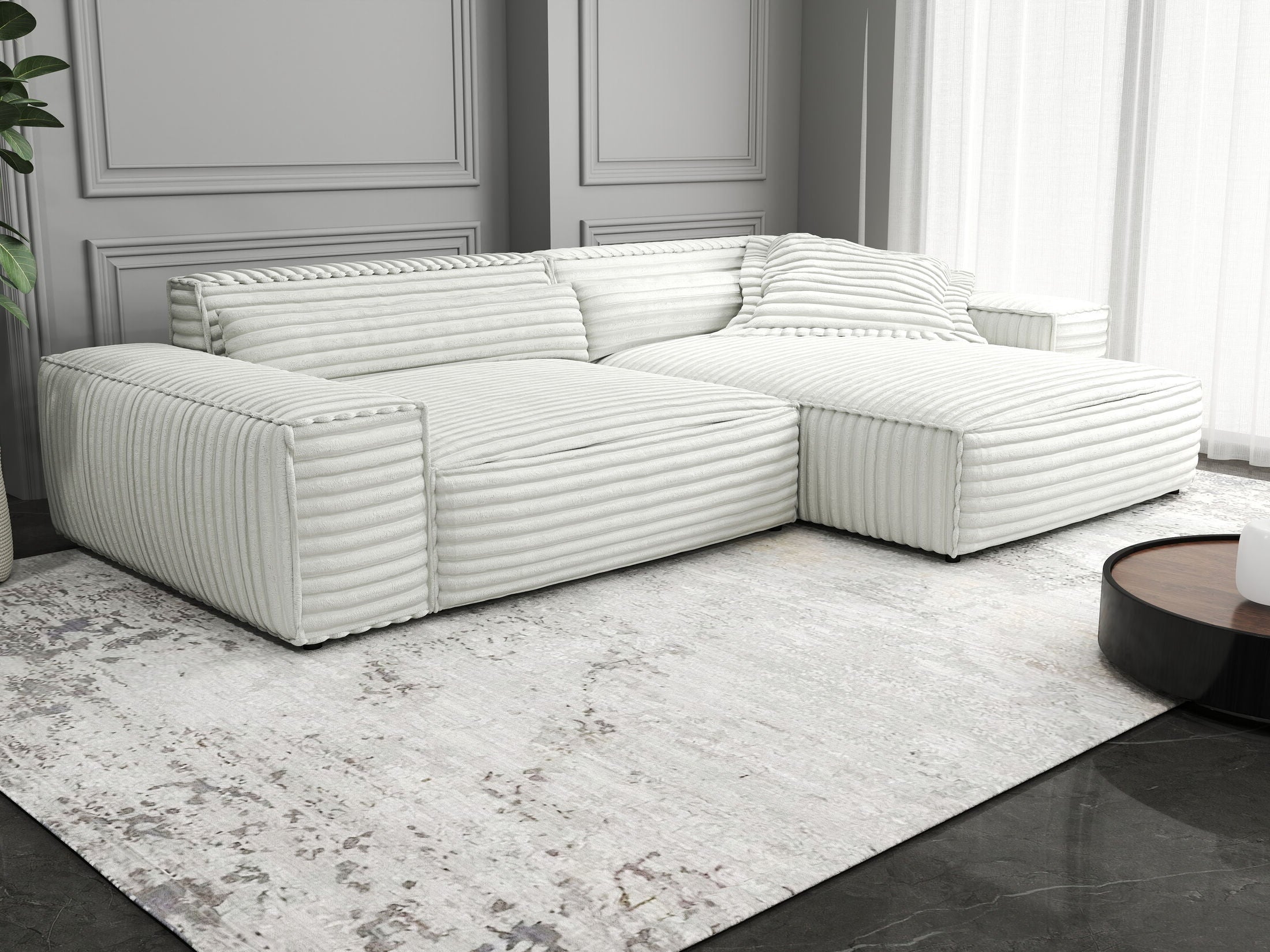 Colțar dumonde cu șezut confortabil din spumă HR, Marvelo Ambience Alb 264x175 cm II