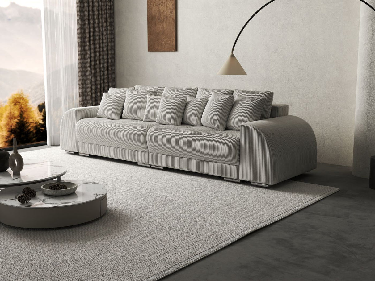 Canapea extensibilă dumonde cu 2 lăzi de depozitare si sezut confortabil din spuma HR, Verona Zoom Light Grey 310x100 cm Fabrica
