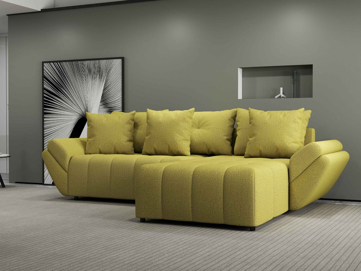 Colțar extensibil dumonde cu ladă de depozitare si sezut confortabil din spuma HR, Berlin Enjoy Verde 280x185 cm II Fabrica