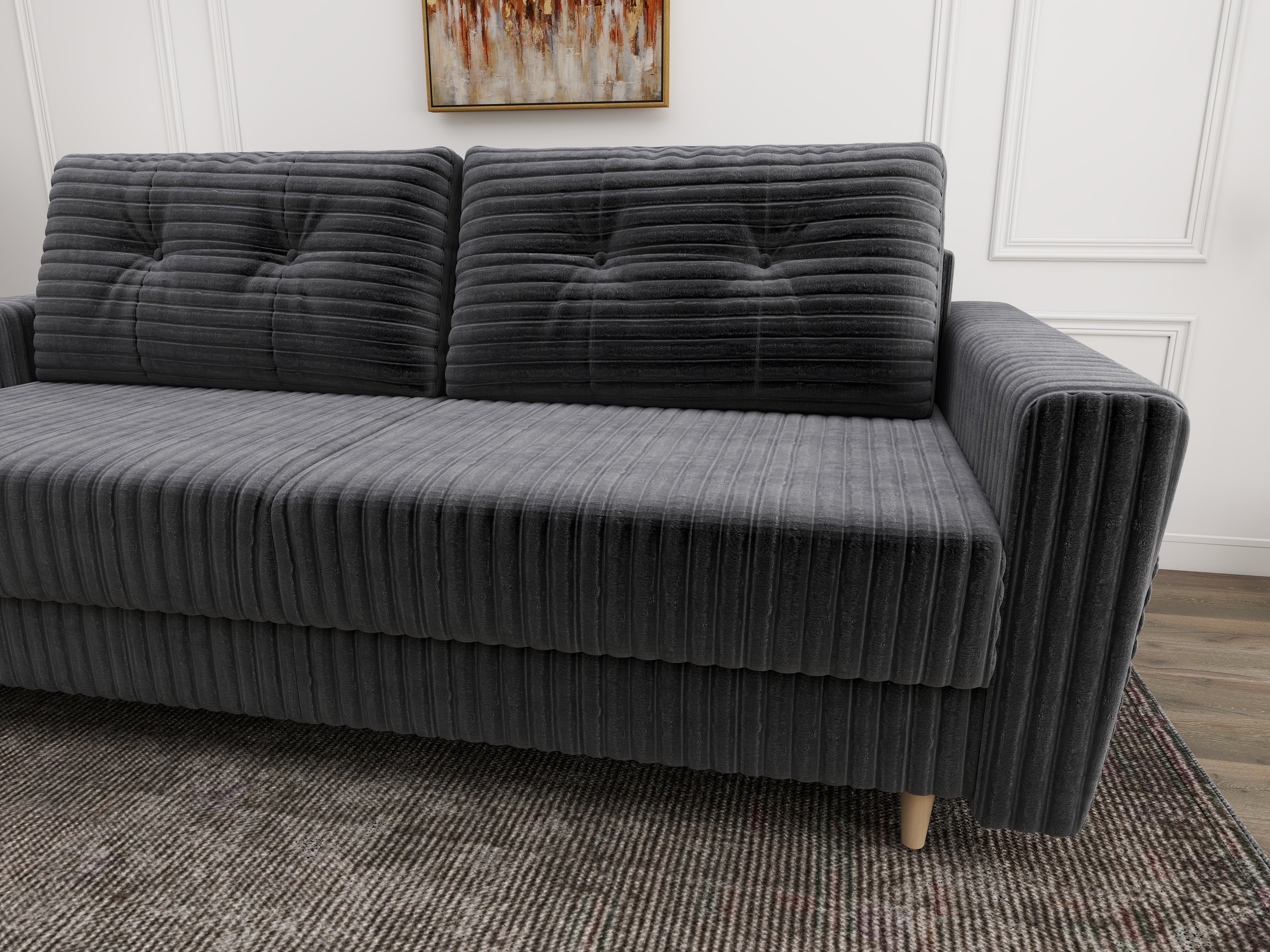 Canapea extensibilă dumonde cu ladă de depozitare si sezut confortabil din spuma HR, Summer Ambience Gri 225x100 cm
