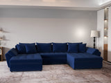 Colțar extensibil dumonde cu ladă de depozitare si sezut confortabil din spuma HR, Loana Royal Albastru U 355x185 cm Fabrica