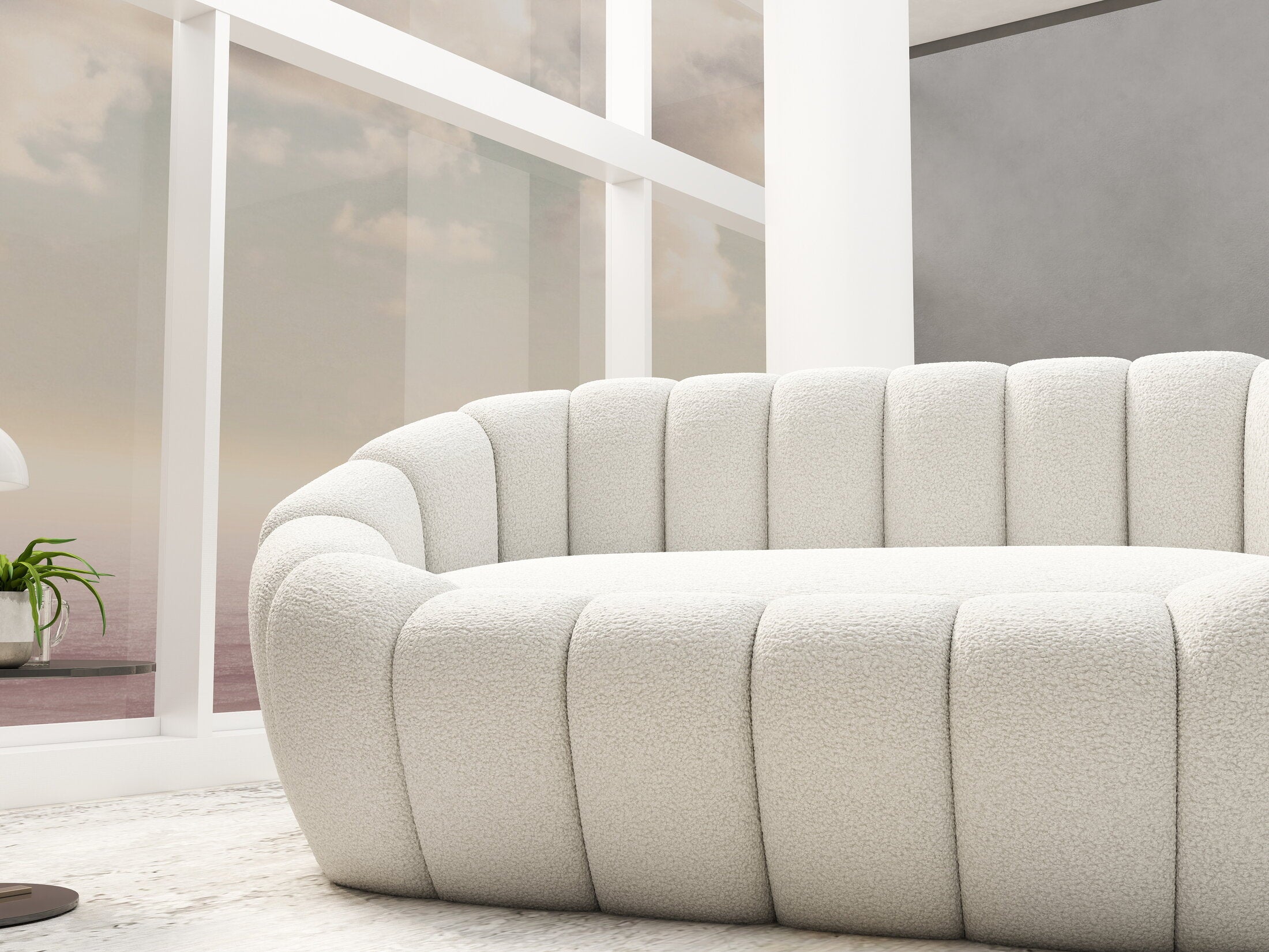 Fotoliu dumonde tapitat Alb modern Isandro 148x92cm