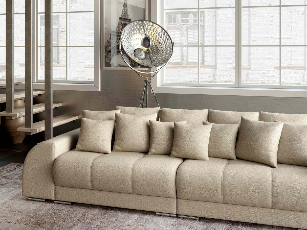 Canapea extensibilă dumonde cu 2 lăzi de depozitare si sezut confortabil din spuma HR, Big Sofa Verona Enjoy Lux 02 Beige 310x100 cm Fabrica