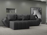Colțar extensibil dumonde cu ladă de depozitare si sezut confortabil din spuma HR, Berlin Enjoy Gri Grafit 280x185 cm Fabrica