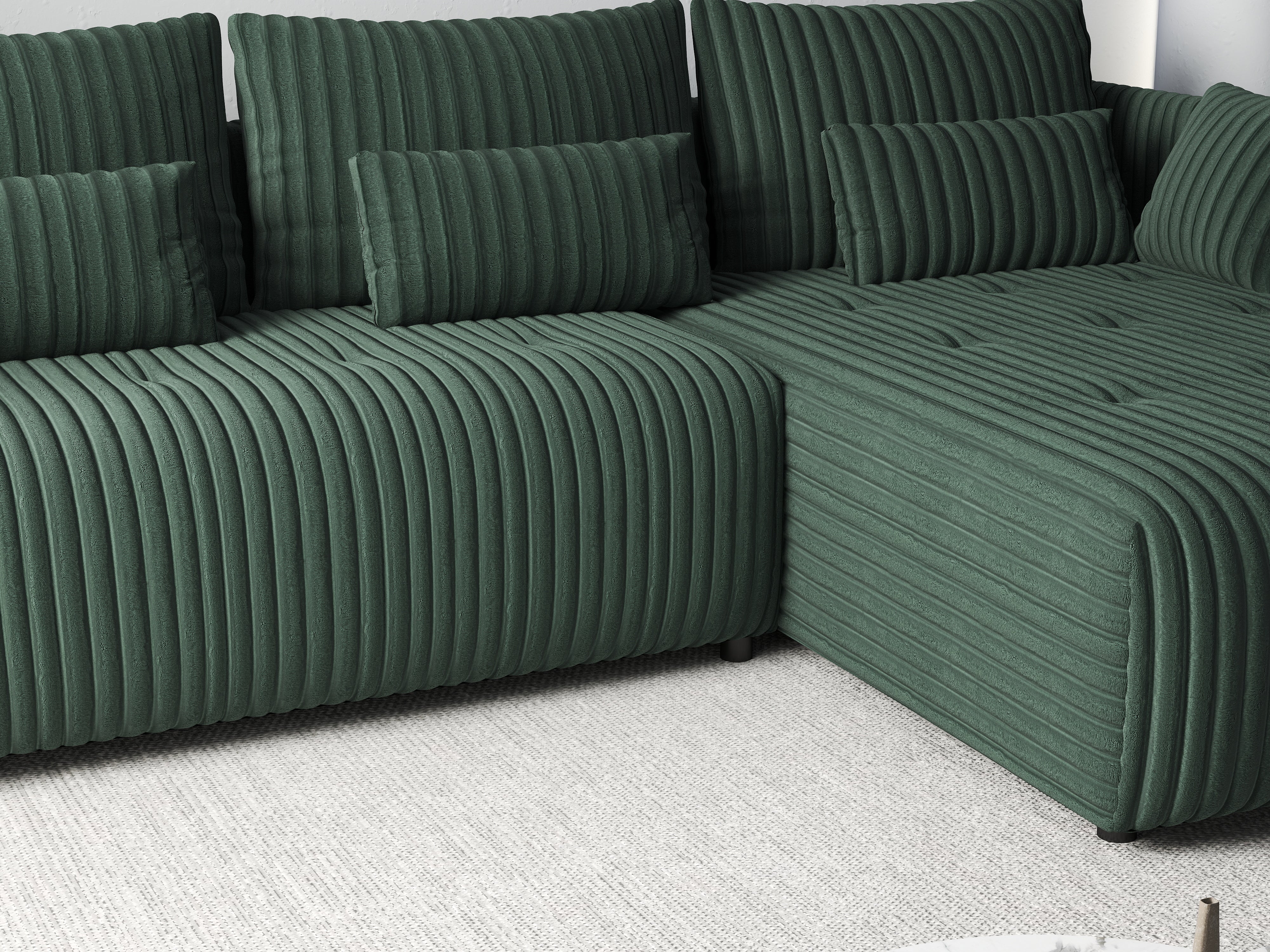 Colțar extensibil dumonde cu ladă de depozitare si sezut confortabil din spuma HR, Malta Ambience Verde 235x185 cm Fabrica