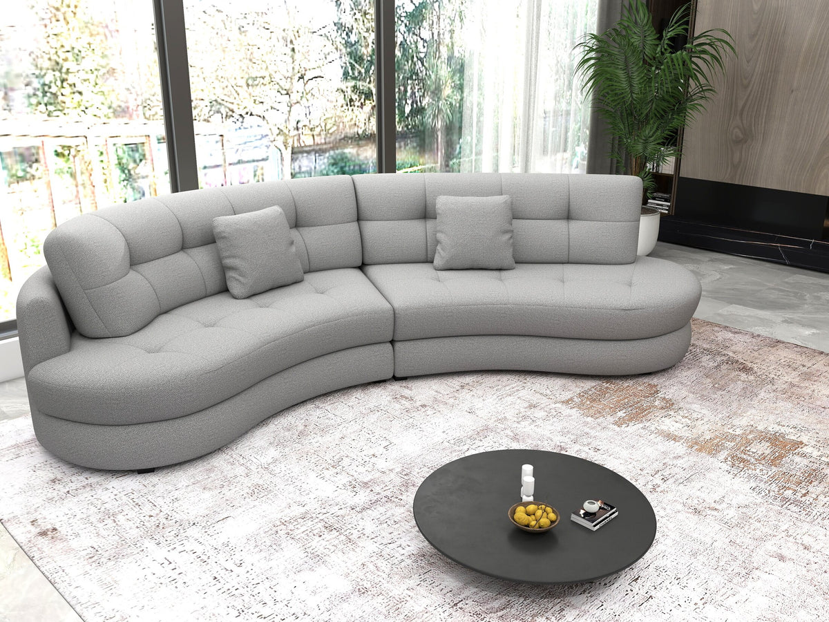 Canapea semirotunda dumonde cu șezut confortabil din spumă HR, Roma Enjoy Gri 300x160 cm