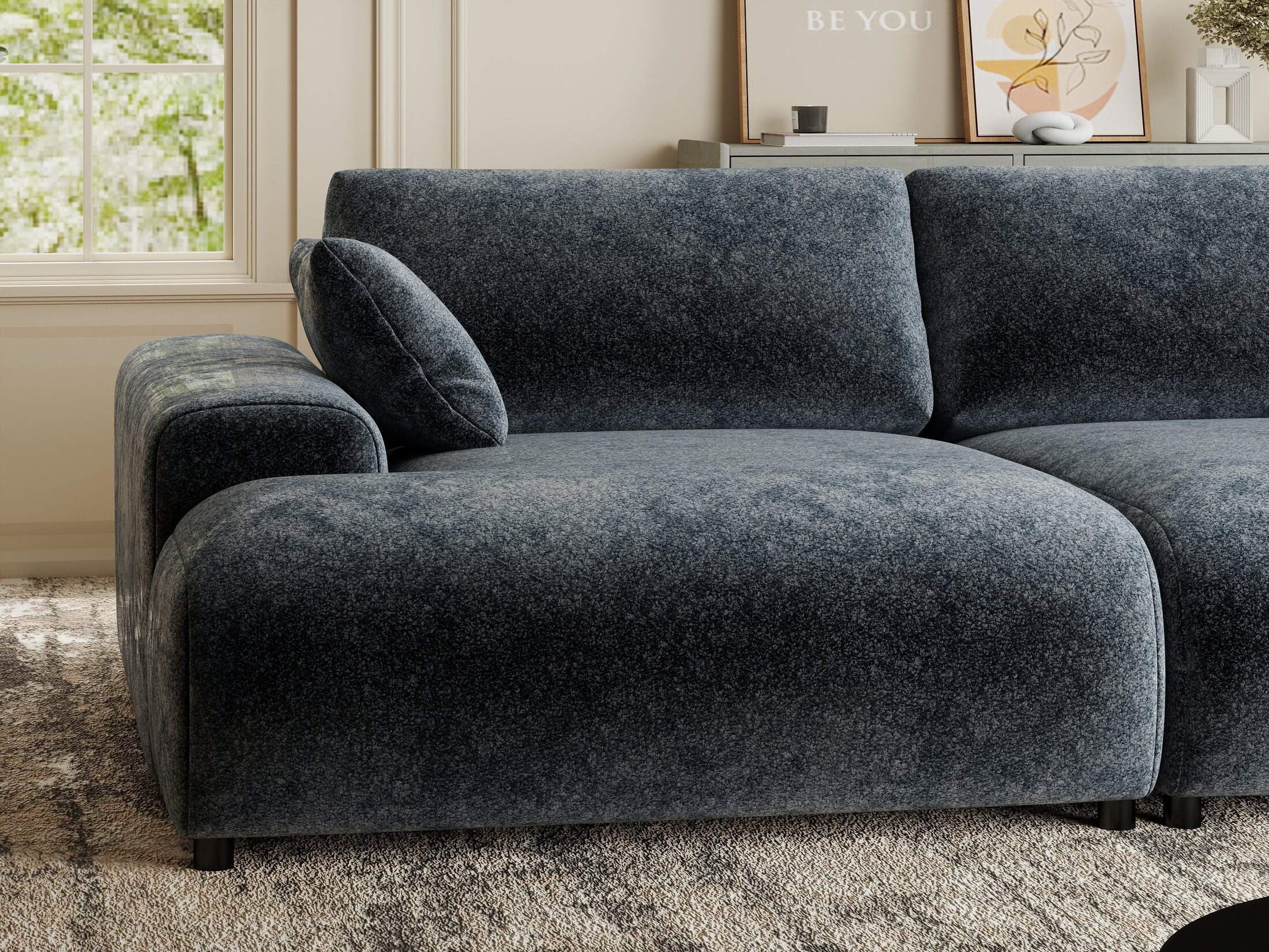 Canapea dumonde cu sezut confortabil din spuma HR, Hudson Euphoria Gri Grafit 237x144 cm