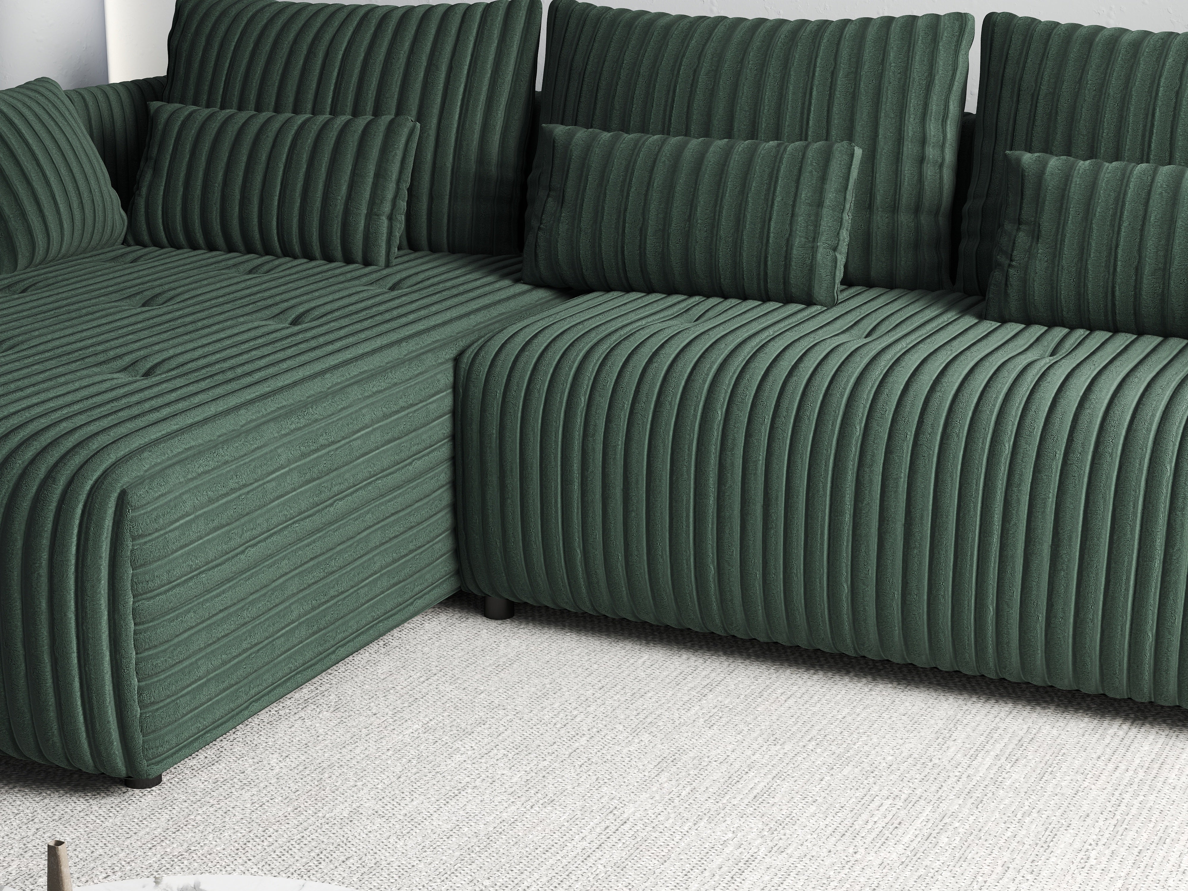 Colțar extensibil dumonde cu ladă de depozitare si sezut confortabil din spuma HR, Malta Ambience Verde II 235x185 cm Fabrica