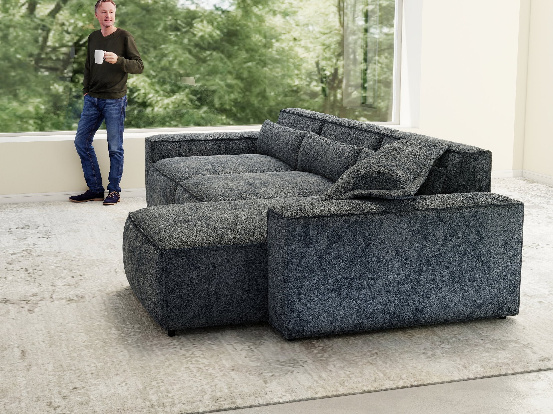 Colțar dumonde cu sezut confortabil din spuma HR, Marvelo XL Euphoria Gri Grafit 366x175 cm II