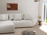 Colțar extensibil dumonde cu ladă de depozitare si sezut confortabil din spuma HR, Berlin Zoom Pearl 280x185 cm Fabrica