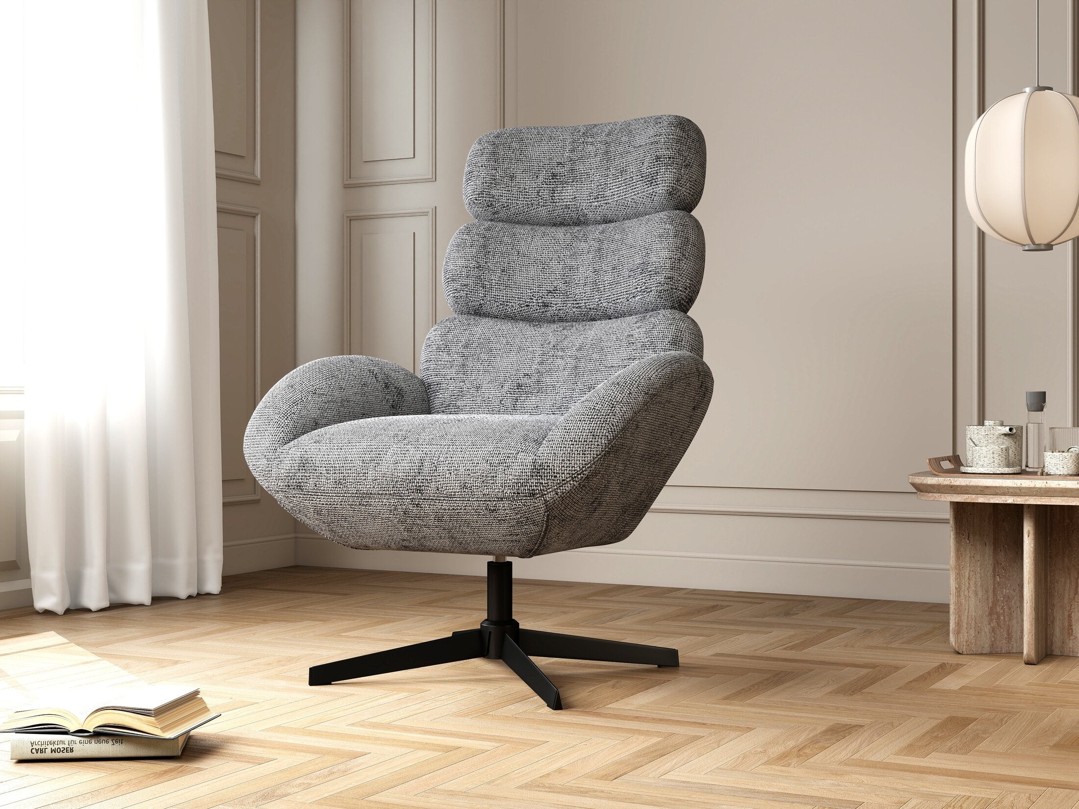 Fotoliu dumonde tapitat Gri modern Zaffiro 75x83cm