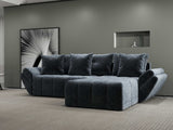 Colțar extensibil dumonde cu ladă de depozitare si sezut confortabil din spuma HR, Berlin Euphoria Gri Grafit 280x185 cm II Fabrica