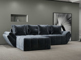 Colțar extensibil dumonde cu ladă de depozitare si sezut confortabil din spuma HR, Berlin Euphoria Gri Grafit 280x185 cm Fabrica