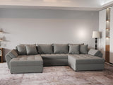 Colțar extensibil dumonde cu ladă de depozitare si sezut confortabil din spuma HR, Loana Royal Gri U 355x185 cm Fabrica