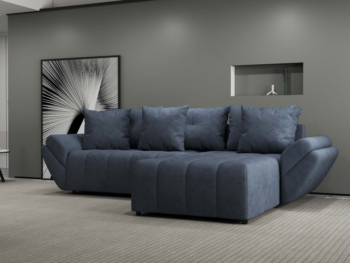 Colțar extensibil dumonde cu ladă de depozitare si sezut confortabil din spuma HR, Berlin Grey II 280x185 cm Fabrica