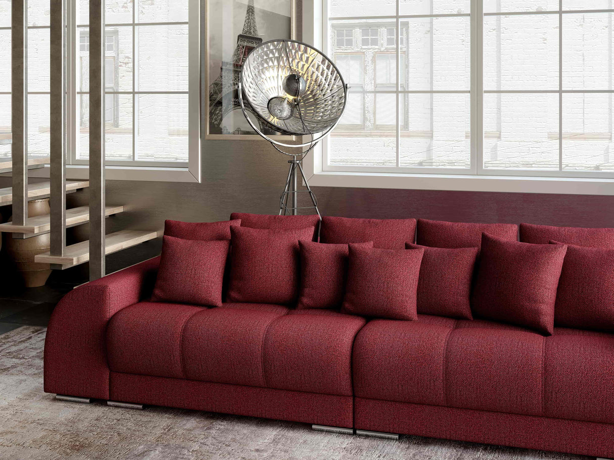 Canapea extensibilă dumonde cu 2 lăzi de depozitare si sezut confortabil din spuma HR, Big Sofa Verona Enjoy Lux Red 310x100 cm Fabrica