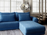 Colțar extensibil dumonde cu ladă de depozitare si sezut confortabil din spuma HR, Denver Zoom Albastru 275x185 cm II Fabrica