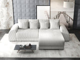 Colțar extensibil dumonde cu ladă de depozitare si sezut confortabil din spuma HR, Verona Zoom Gri II 290x185 cm Fabrica