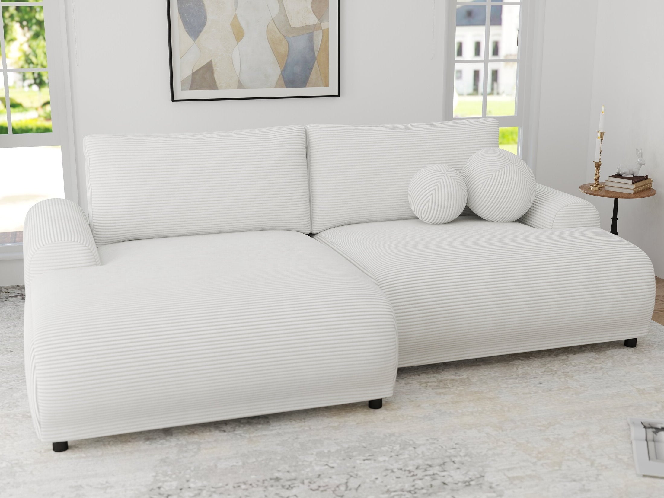 Colțar extensibil dumonde cu ladă de depozitare și șezut confortabil din spumă HR, Carlo Zoom Gri 240x145 cm