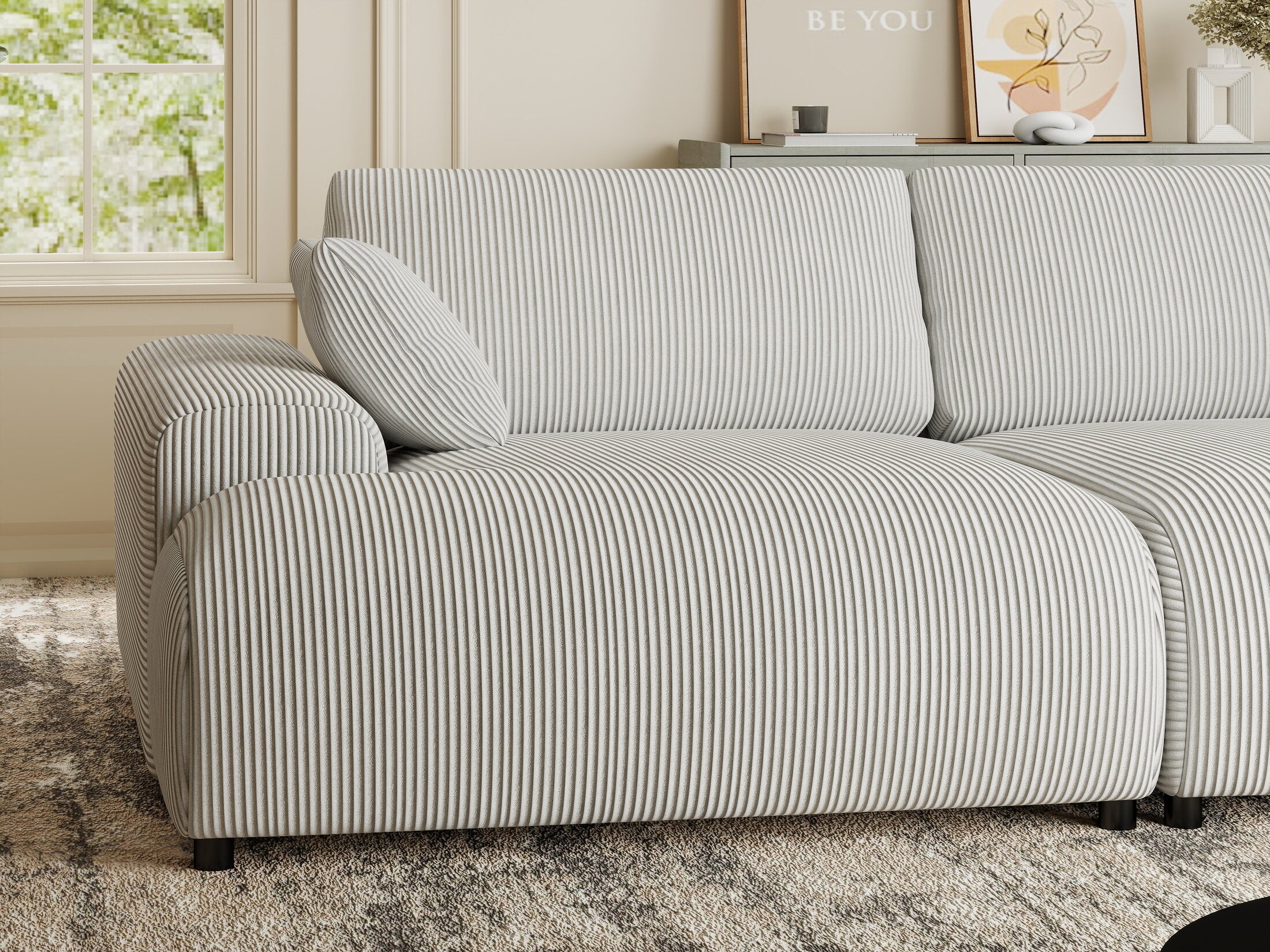 Canapea dumonde cu sezut confortabil din spuma HR, Hudson Zoom Gri 237x144 cm