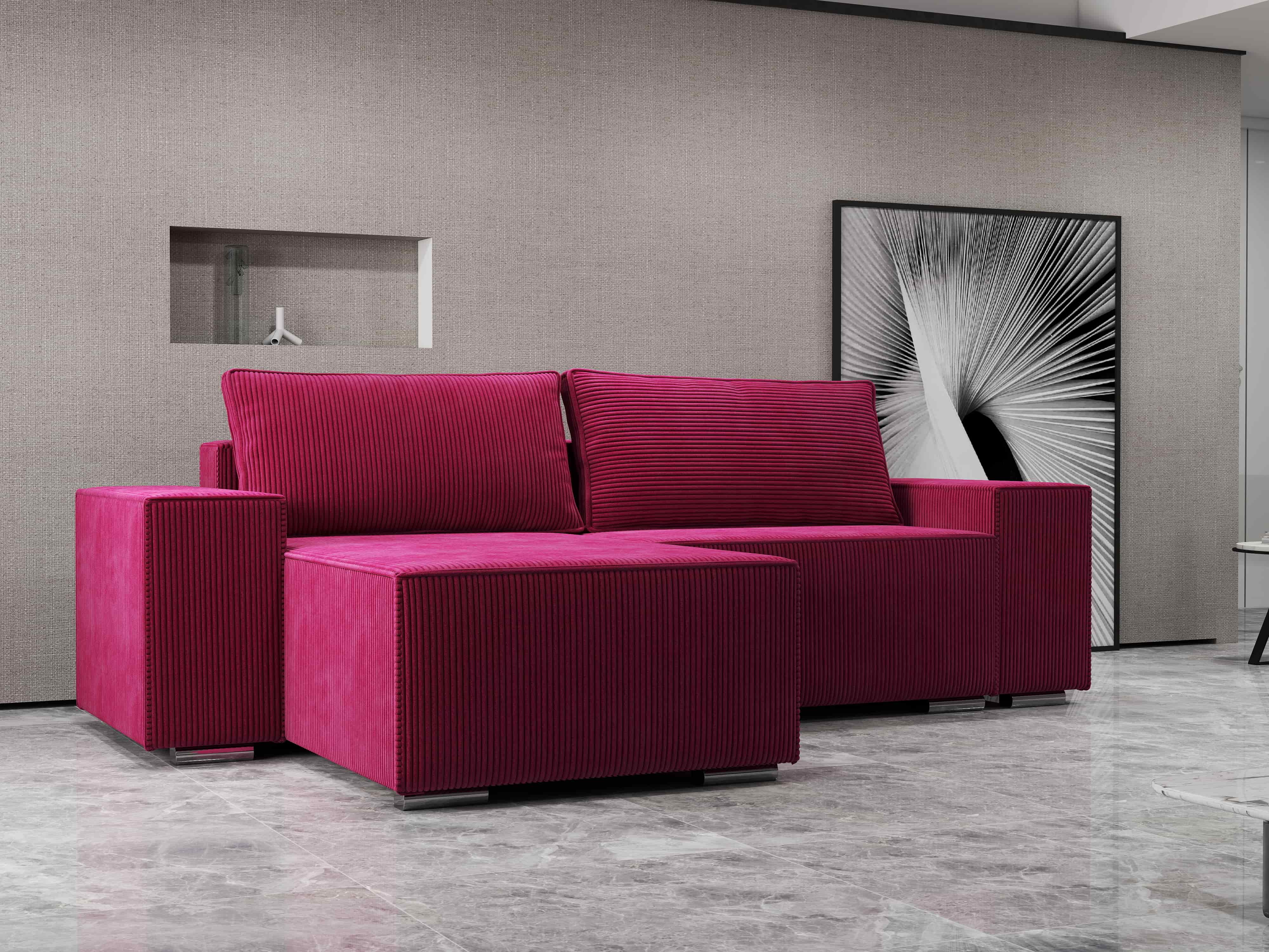 Colțar extensibil dumonde cu ladă de depozitare si sezut confortabil din spuma HR, Dream Zoom Rosu 290x185 cm Fabrica