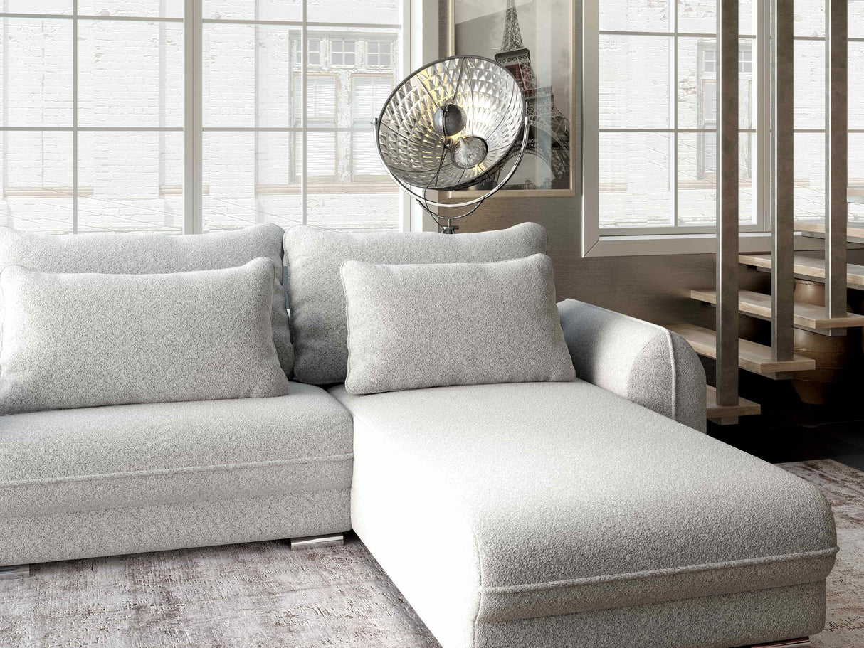 Colțar extensibil dumonde cu ladă de depozitare si sezut confortabil din spuma HR, Denver Euphoria Gri 275x185 cm II Fabrica