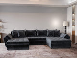 Colțar extensibil dumonde cu ladă de depozitare si sezut confortabil din spuma HR, Loana U Gray Euphoria 355x185 cm Fabrica