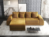 Colțar extensibil dumonde cu ladă de depozitare si sezut confortabil din spuma HR, Verona Zoom Mustar 290x185 cm Fabrica