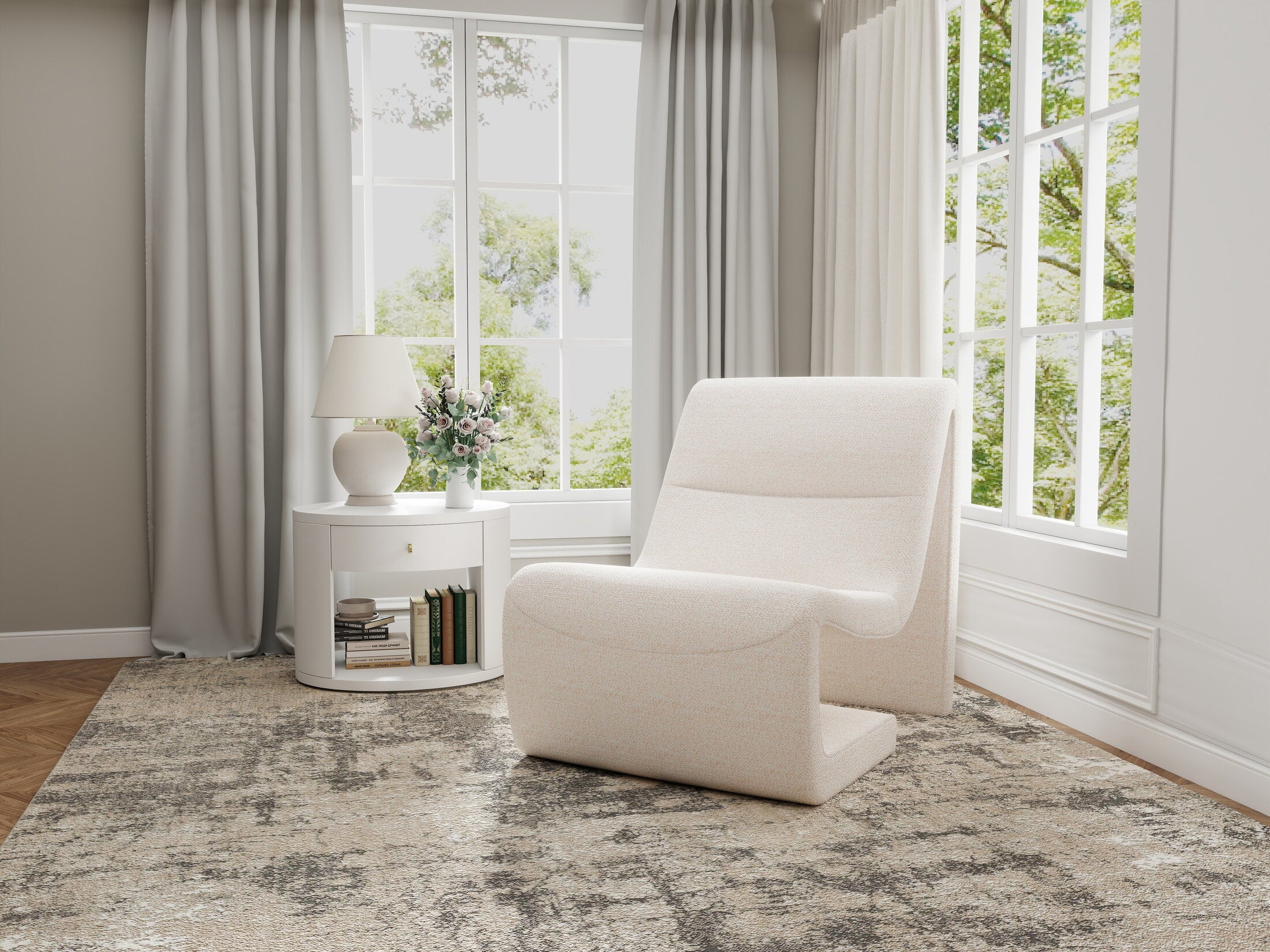 Fotoliu dumonde tapitat Bej modern Noctis 65x92cm