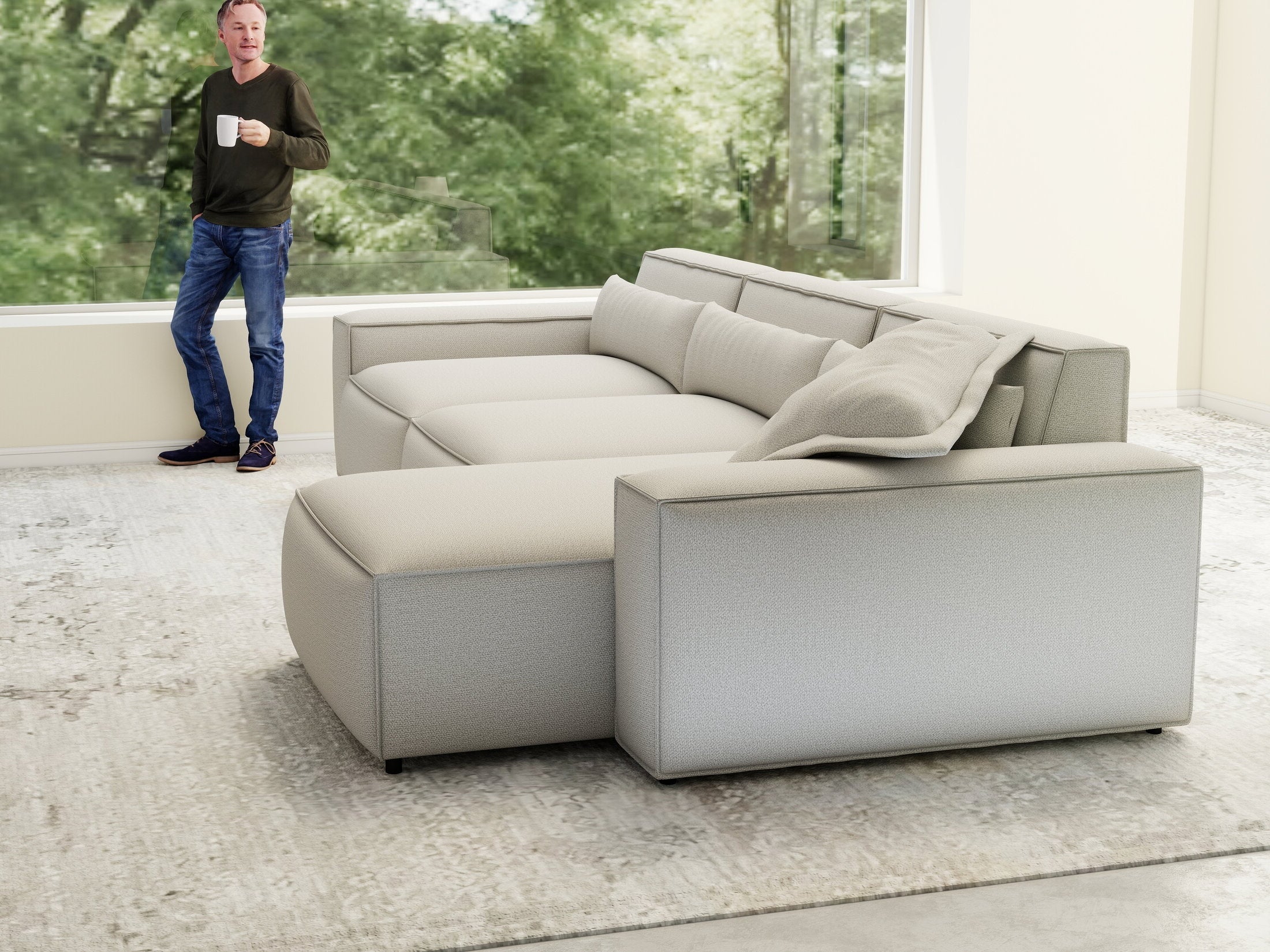 Colțar dumonde cu sezut confortabil din spuma HR, Marvelo XL Enjoy Bej 366x175 cm II