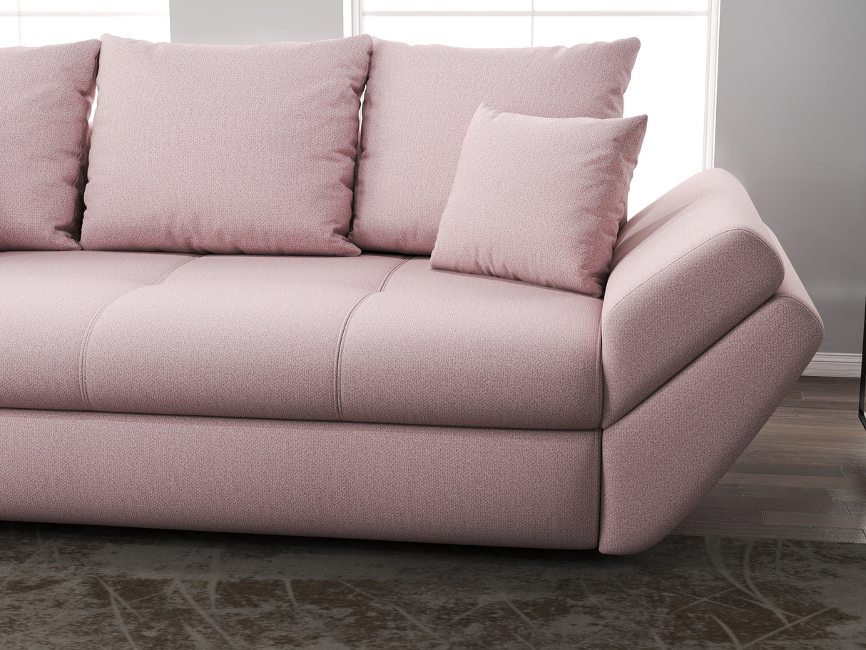 Canapea extensibilă dumonde cu ladă de depozitare si sezut confortabil din spuma HR, Loana Pink 250x100 cm Fabrica