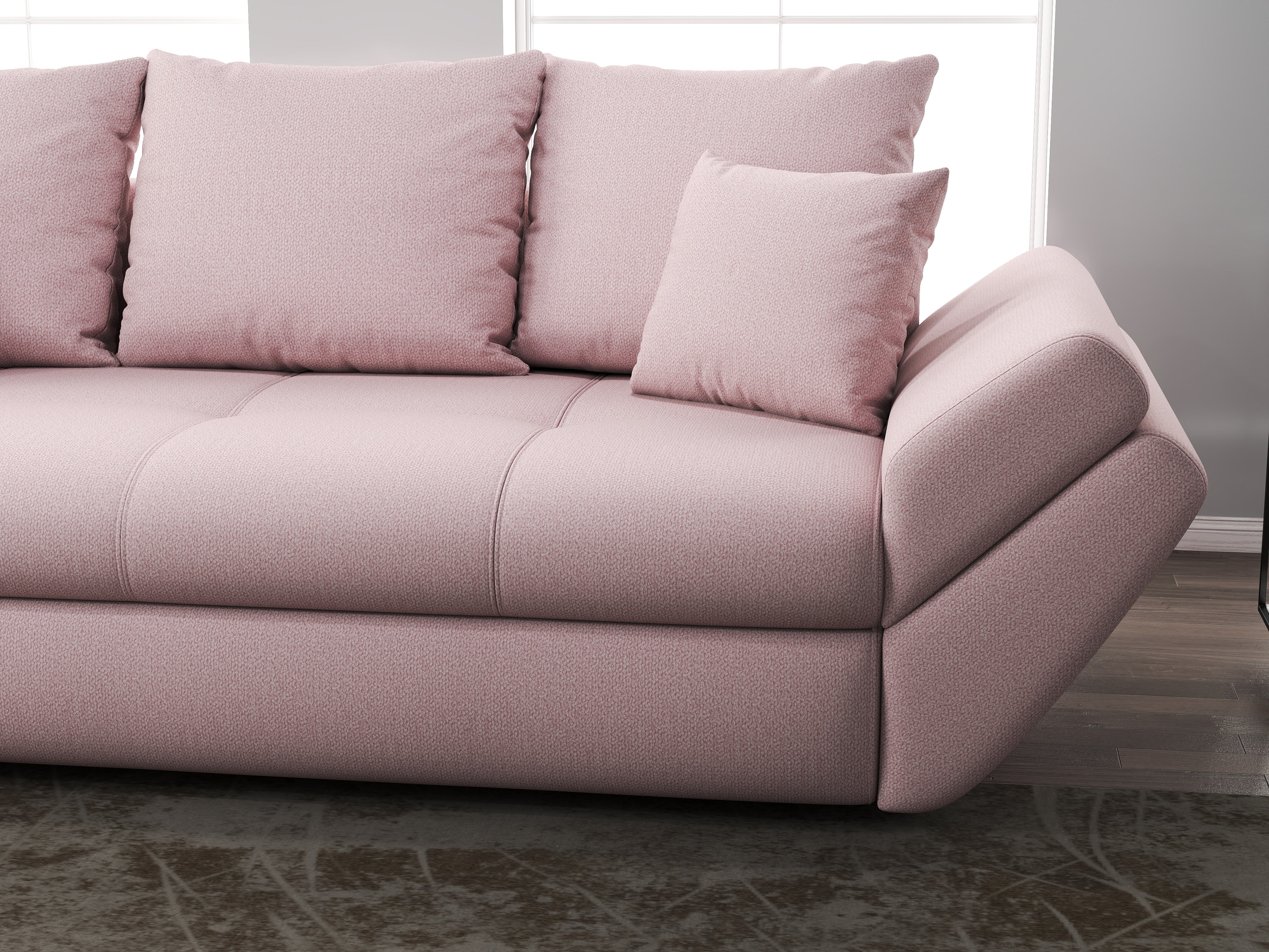 Canapea extensibilă dumonde cu ladă de depozitare si sezut confortabil din spuma HR, Loana Pink 250x100 cm Fabrica