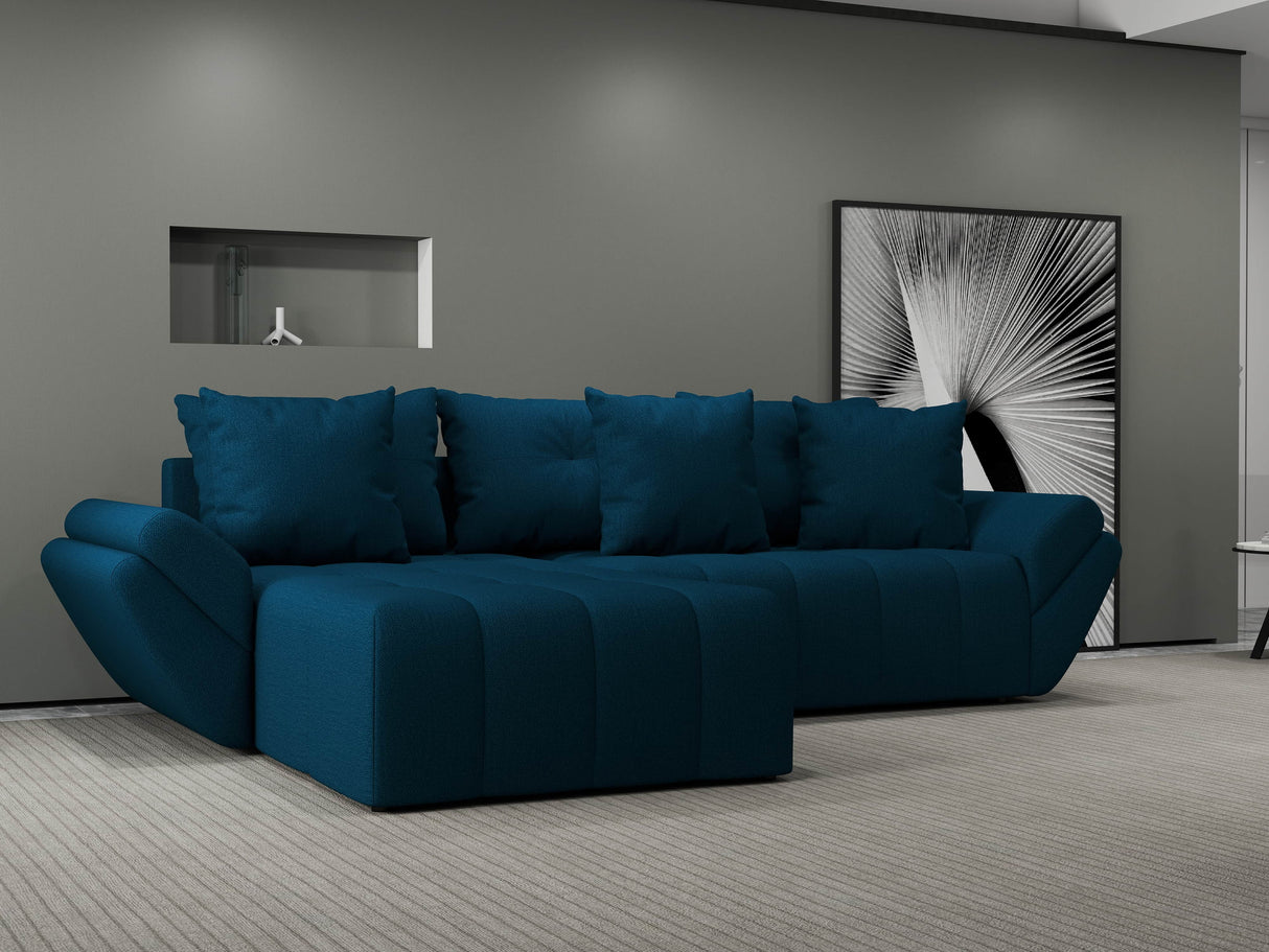 Colțar extensibil dumonde cu ladă de depozitare si sezut confortabil din spuma HR, Berlin Enjoy Verde Petrol 280x185 cm Fabrica
