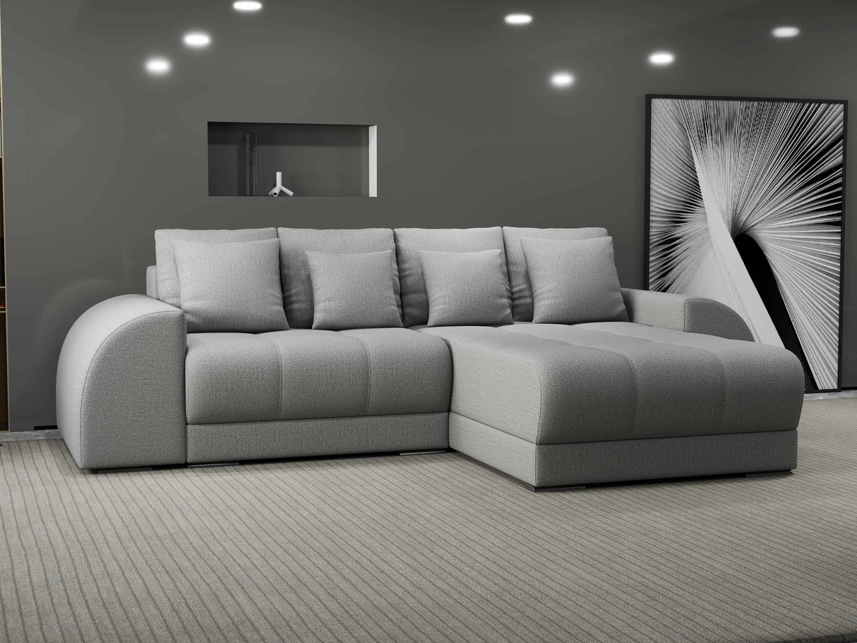 Colțar extensibil dumonde cu ladă de depozitare si sezut confortabil din spuma HR, Verona Enjoy Gri II 290x185 cm Fabrica