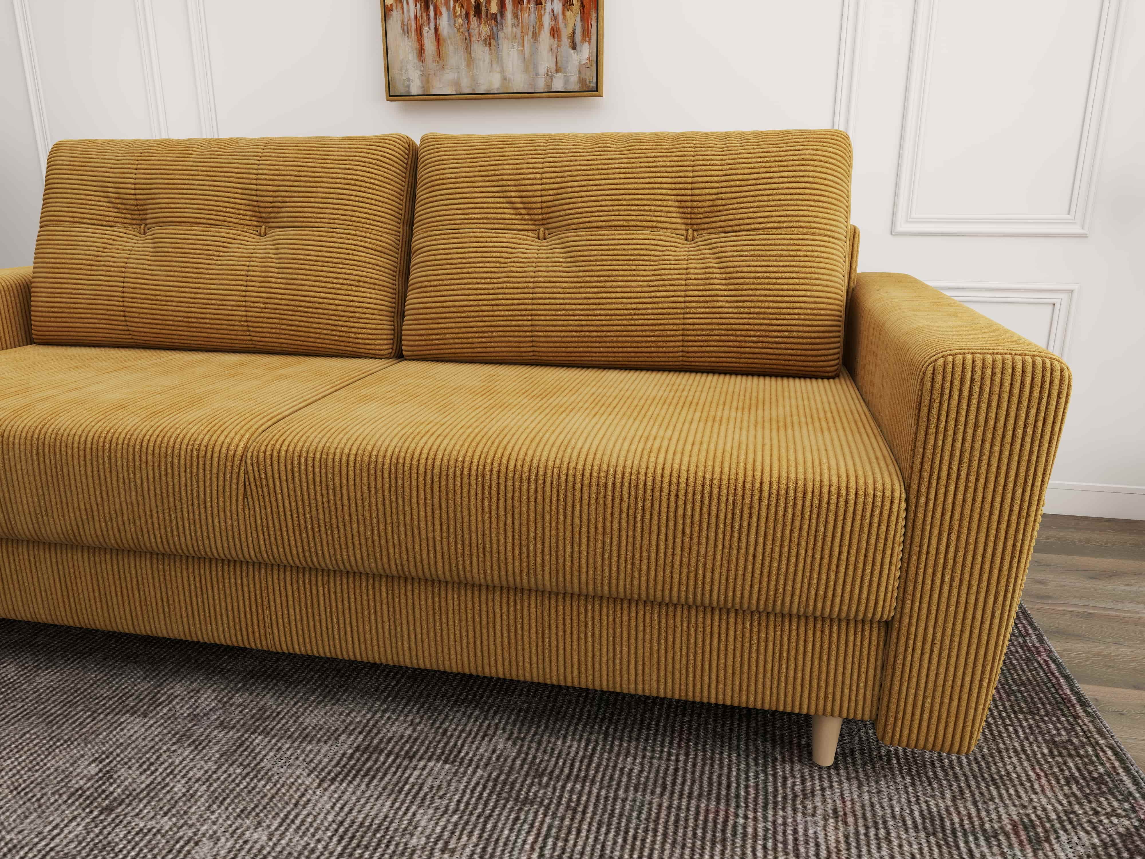 Canapea extensibilă dumonde cu ladă de depozitare si sezut confortabil din spuma HR, Summer Zoom Mustar 225x100 cm