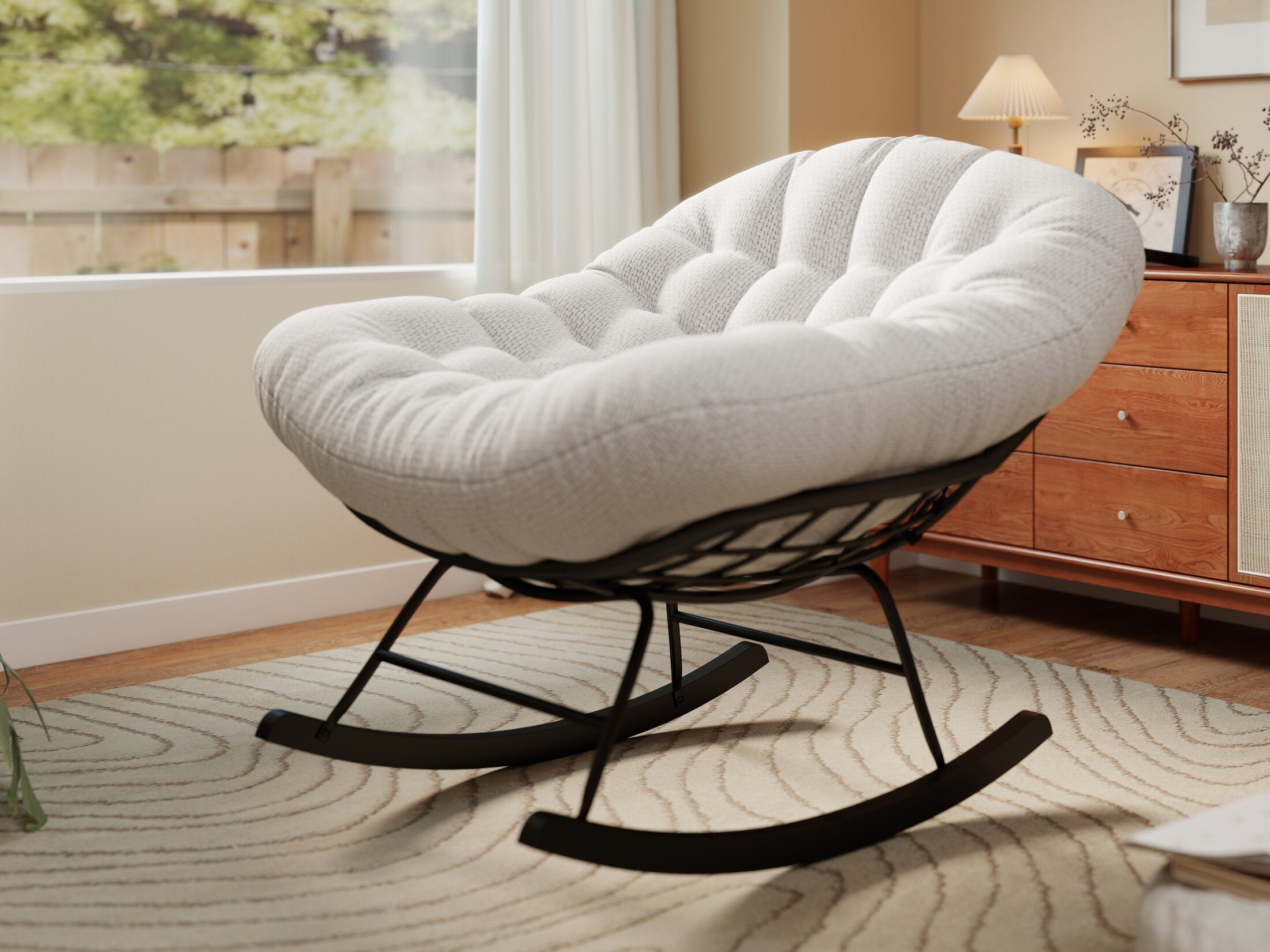 Fotoliu dumonde tapitat Alb modern Taviro 77x83cm