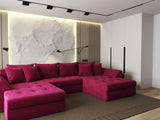 Colțar extensibil dumonde cu ladă de depozitare si sezut confortabil din spuma HR, Loana U Bordeaux Zoom 355x185 cm Fabrica