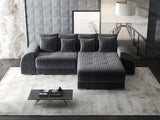 Colțar extensibil dumonde cu ladă de depozitare si sezut confortabil din spuma HR, Verona Ambience Gri II 290x185 cm Fabrica