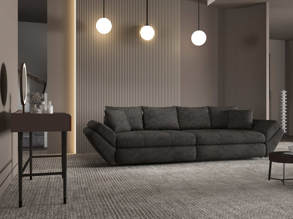 Canapea extensibilă dumonde cu ladă de depozitare si sezut confortabil din spuma HR, Loana Enjoy Negru 300x100 cm Fabrica