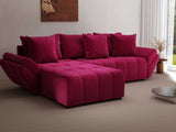 Colțar extensibil dumonde cu ladă de depozitare si sezut confortabil din spuma HR, Berlin Zoom Bordeaux 280x185 cm Fabrica