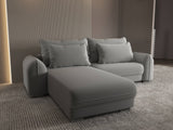 Colțar extensibil dumonde cu ladă de depozitare si sezut confortabil din spuma HR, Denver Royal Gri 275x185 cm Fabrica